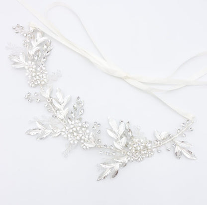 【ヘッドドレス】小枝 ボタニカル リーフ シルバー ブライダルアクセサリー 【結婚式 ヘアアクセサリー】