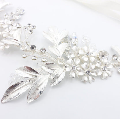 【ヘッドドレス】小枝 ボタニカル リーフ シルバー ブライダルアクセサリー 【結婚式 ヘアアクセサリー】