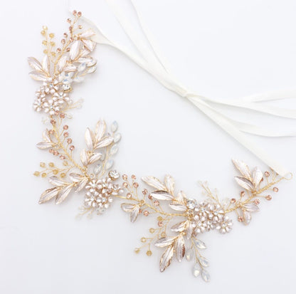 【ヘッドドレス】小枝 ボタニカル リーフ ゴールド ブライダルアクセサリー 【結婚式 ヘアアクセサリー】