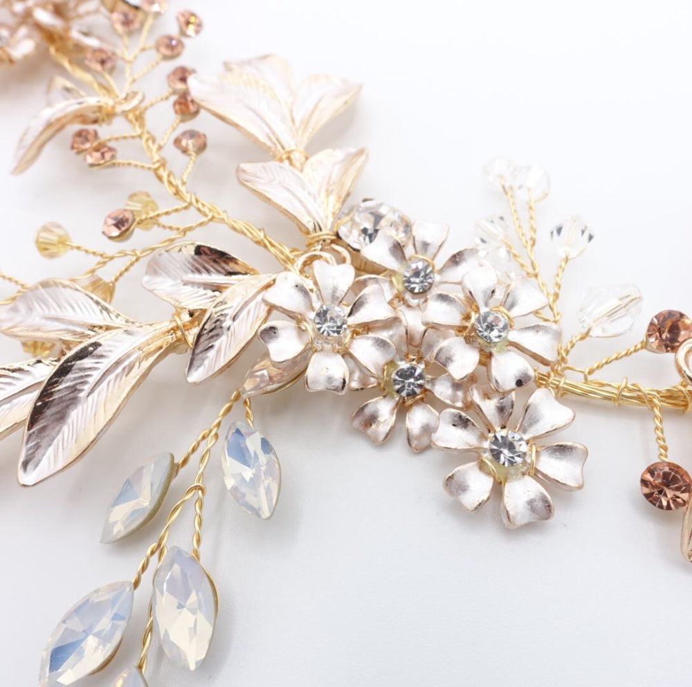 ヘッドドレス】小枝 ボタニカル リーフ ゴールド ブライダル