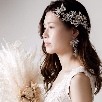 【ヘッドドレス】小枝 ビジュー&パール シルバー/ブライダルアクセサリー 【結婚式 ヘアアクセサリー】