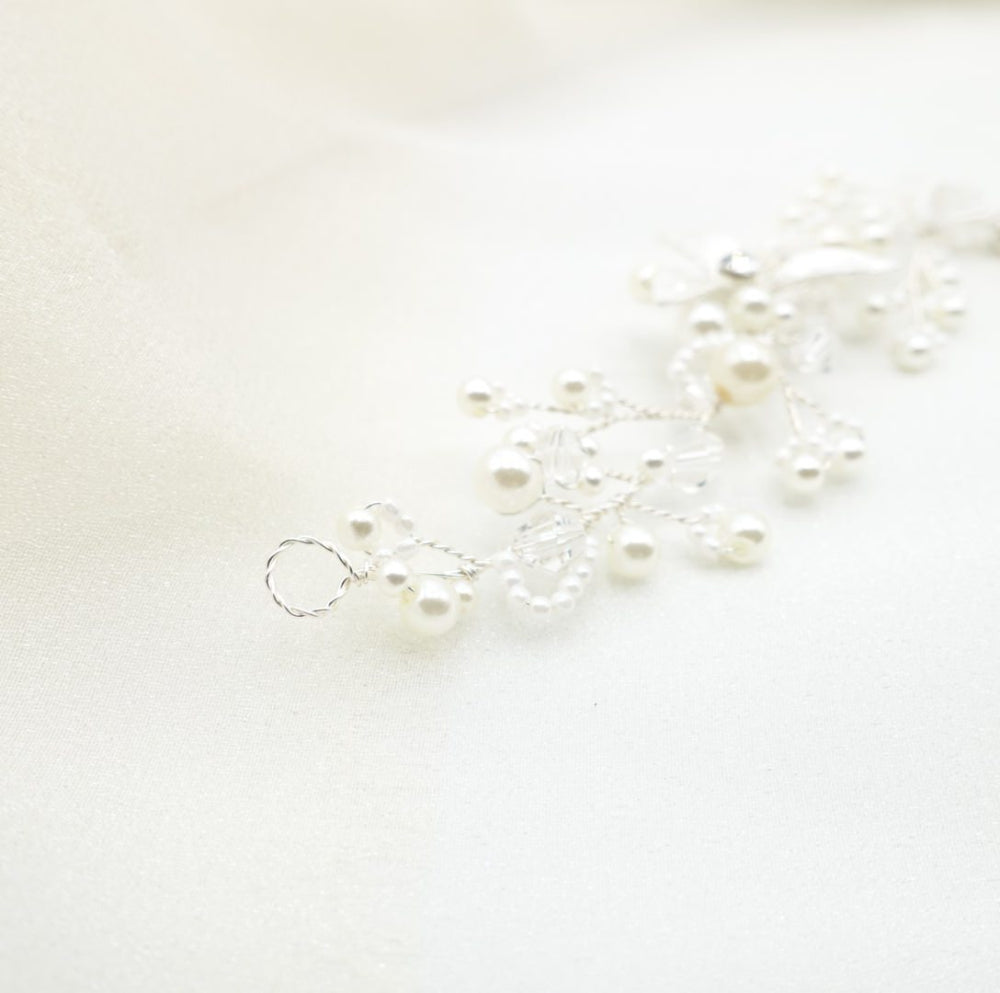 【ヘッドドレス】小枝 ビジュー&パール シルバー/ブライダルアクセサリー 【結婚式 ヘアアクセサリー】