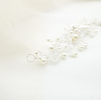 【ヘッドドレス】小枝 ビジュー&パール シルバー/ブライダルアクセサリー 【結婚式 ヘアアクセサリー】