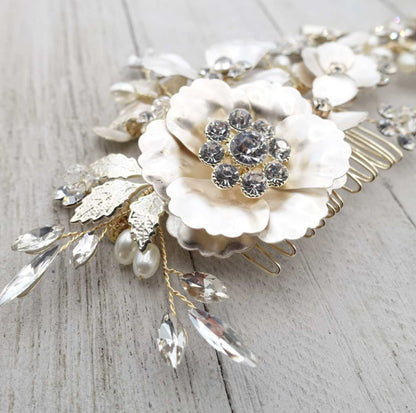 【ヘッドドレス】小枝 メタル フラワー ブライダルアクセサリー 【結婚式 ヘアアクセサリー】