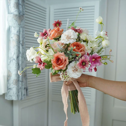 ニュアンスカラーのエアリーブーケ【結婚式　フラワー　造花　ブーケ　ブートニア】