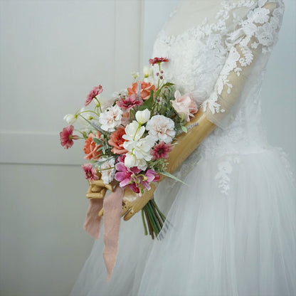ニュアンスカラーのエアリーブーケ【結婚式　フラワー　造花　ブーケ　ブートニア】