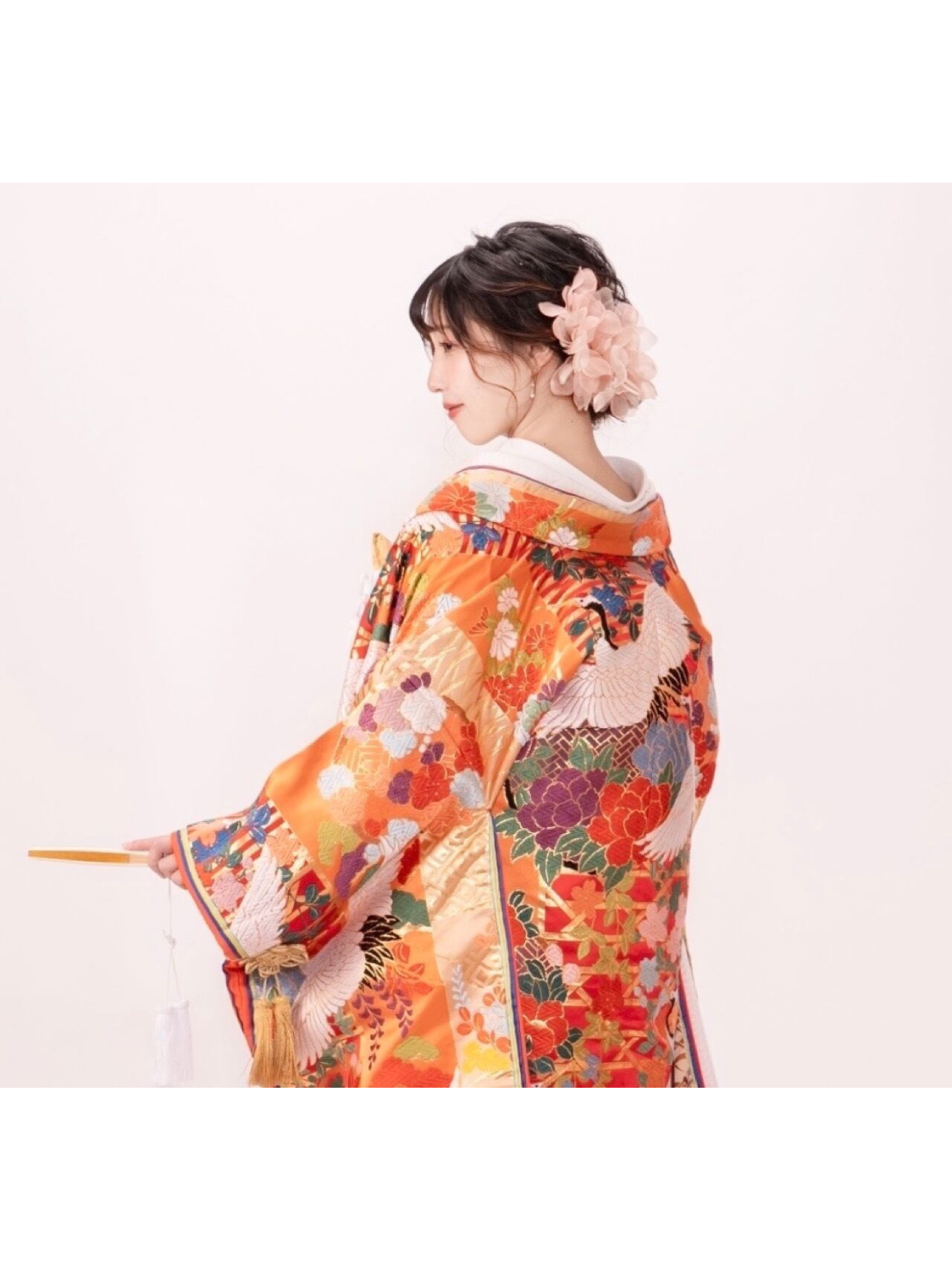 【サテンフラワーヘッドクリップ くすみピンク】k-0040