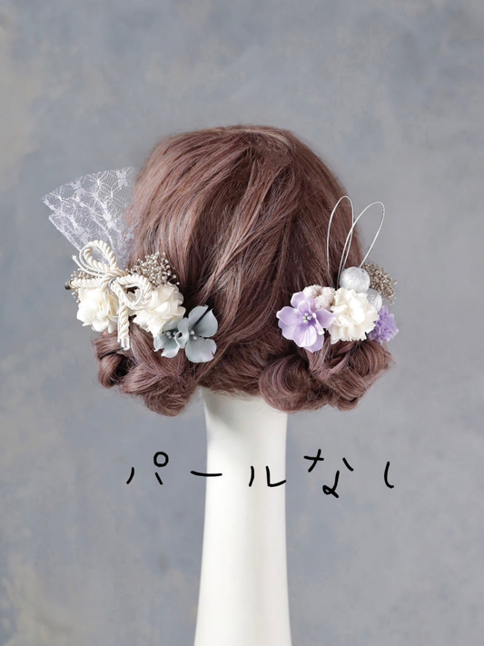 【紫陽花髪飾り(パールなし)　ブルー】k-0095