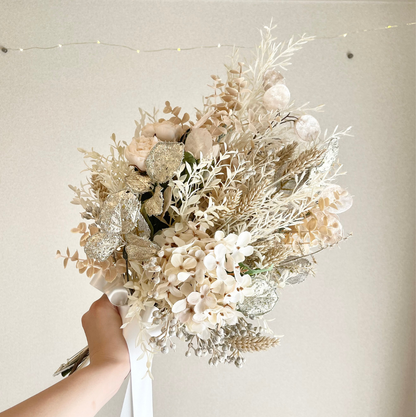 【高級造花】レンタルブーケ:パンパスゴールド/ Pampas Gold 【結婚式 フラワー 造花 ブーケ ブートニア レンタル】