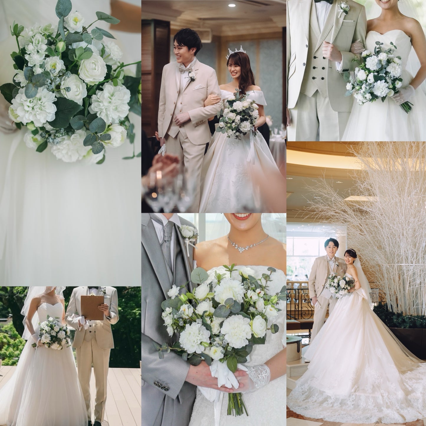 【高級造花】レンタルブーケ :クラシカルホワイト/ Classical White 【結婚式 フラワー 造花 ブーケ ブートニア レンタル】