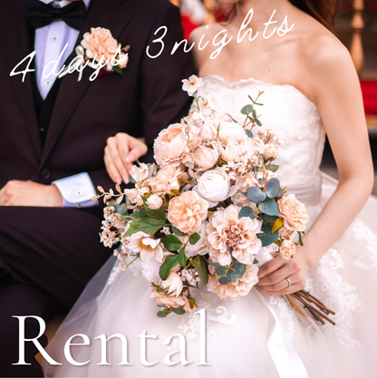 【高級造花】レンタルブーケ :ジョーンドナープル/ Jaune de naples 【結婚式 フラワー 造花 ブーケ ブートニア レンタル】