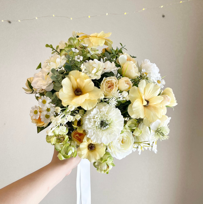【高級造花】レンタルブーケ:フレッシュイエロー/ Fresh Yellow 【結婚式 フラワー 造花 ブーケ ブートニア レンタル】
