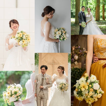 【高級造花】レンタルブーケ:フレッシュイエロー/ Fresh Yellow 【結婚式 フラワー 造花 ブーケ ブートニア レンタル】