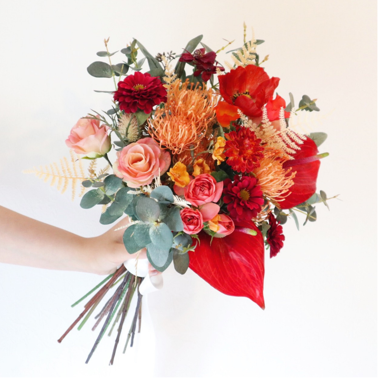 【高級造花】レンタルブーケ：リゾートオレンジ/ Resort Orange 【結婚式 フラワー 造花 ブーケ ブートニア レンタル】