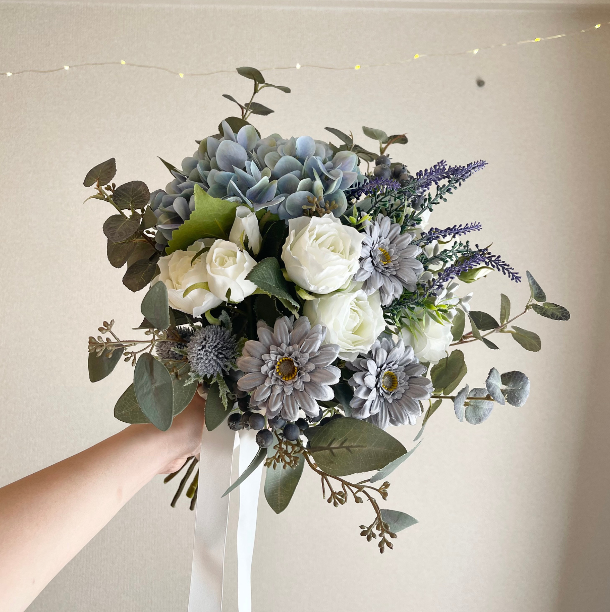 【高級造花】レンタルブーケ：アンティークブルー/ Antique Blue 【結婚式 フラワー 造花 ブーケ ブートニア レンタル】