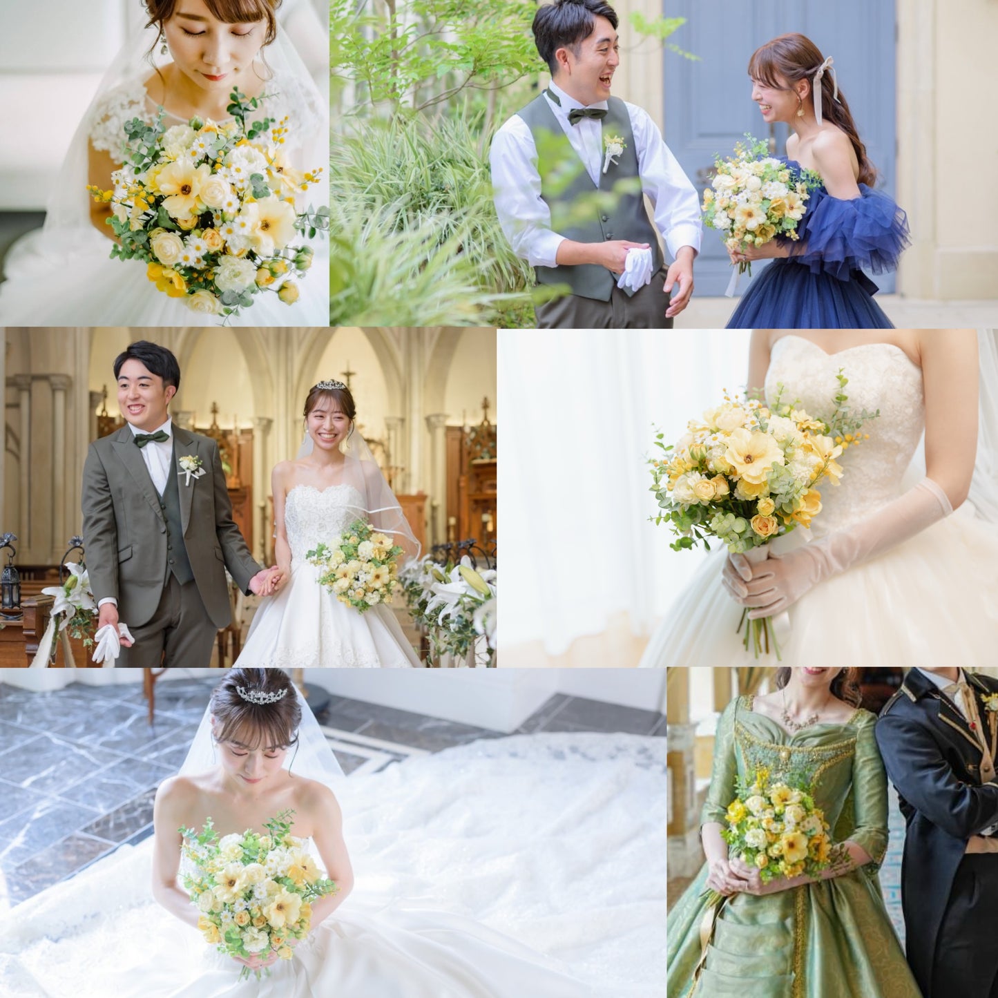 【高級造花】レンタルブーケ: クリームイエロー/ Cream Yellow 【結婚式 フラワー 造花 ブーケ ブートニア レンタル】