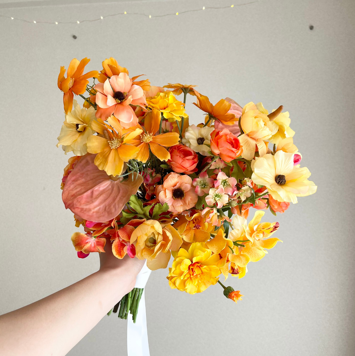 【高級造花】レンタルブーケ:トロピカルオレンジ/ Tropical Orange【結婚式 フラワー 造花 ブーケ ブートニア レンタル】