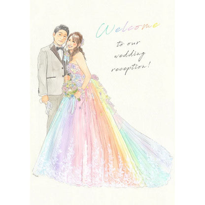 水彩似顔絵ウェルカムボード【A3サイズ・水彩画・フレーム付き】【結婚式 ウェルカムボード オーダーメイド】