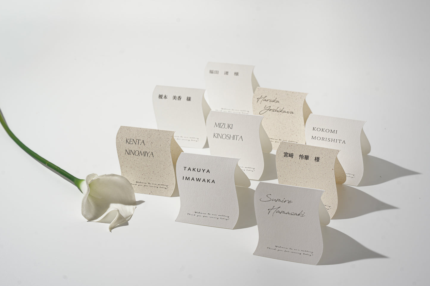 【結婚式 席札】ニュアンス席札ウェーブ036【結婚式 ペーパー 席札 高品質】