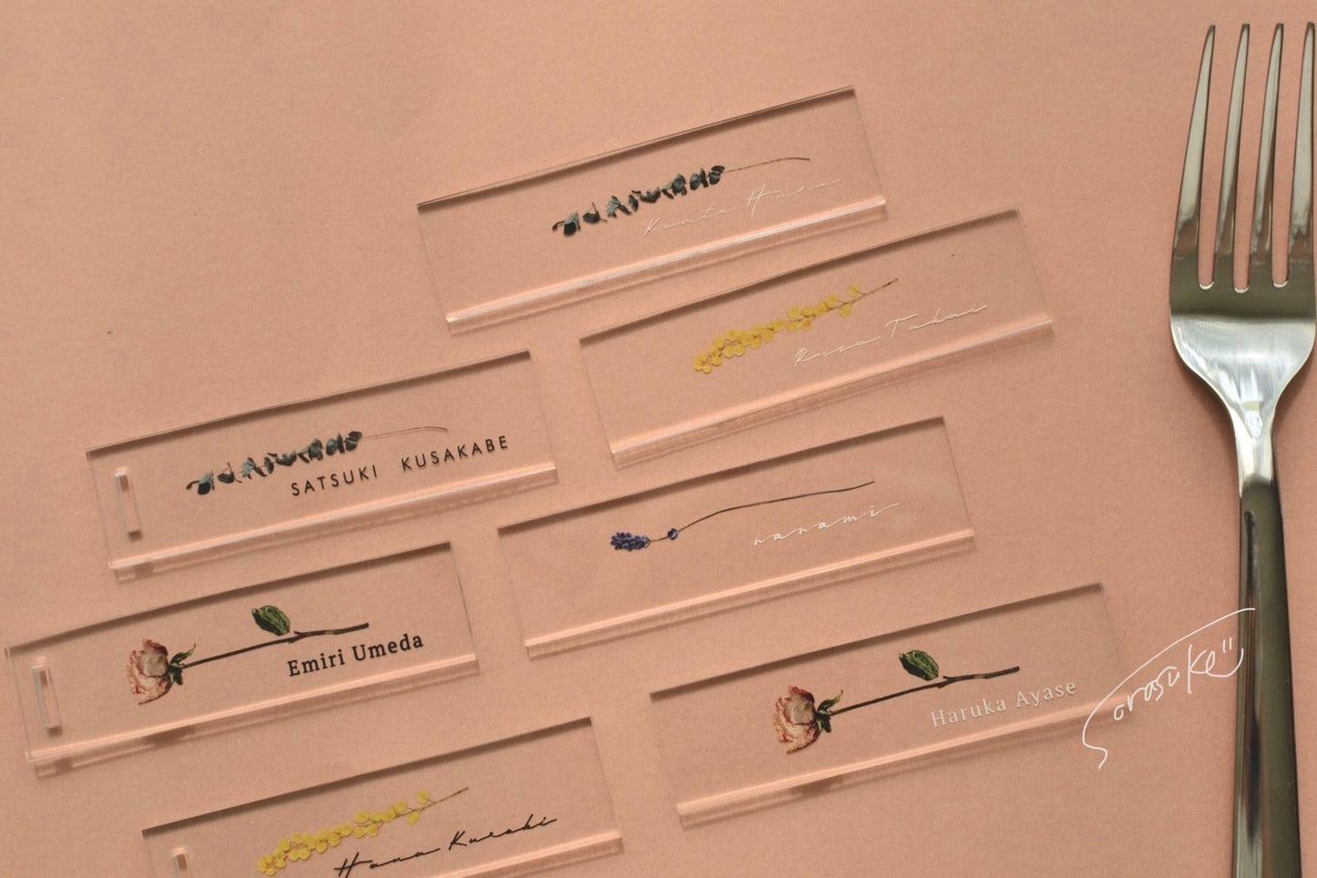 【席札】お花をとじこめたようなネームプレート ～Lサイズ～ 20枚セット【結婚式 ペーパー 席札】