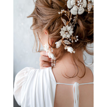 【イヤリング】Meaghan flower ウェディングアクセサリー イヤリング [ AM-94 ]【結婚式 ピアス イヤリング】