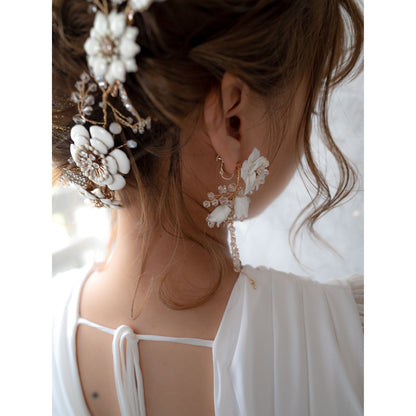 【イヤリング】Meaghan flower ウェディングアクセサリー イヤリング [ AM-94 ]【結婚式 ピアス イヤリング】