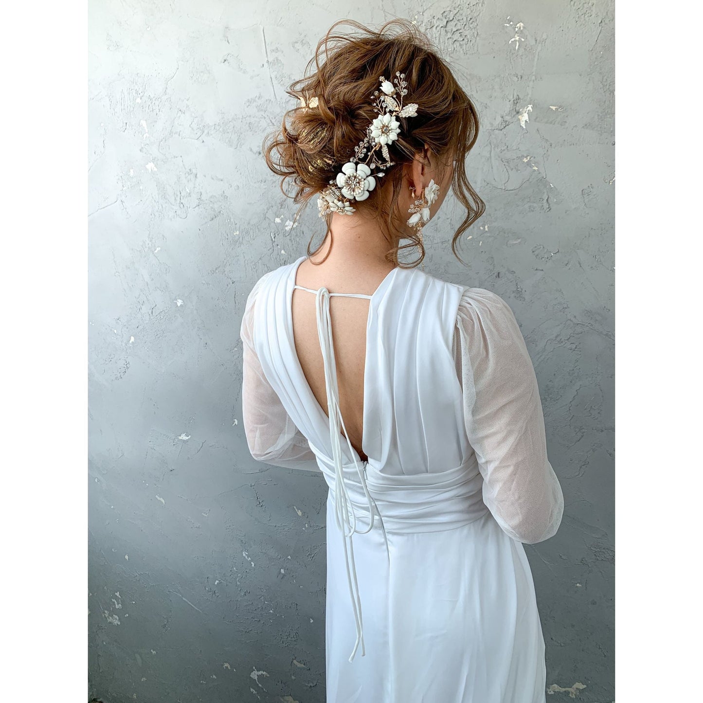【イヤリング】Meaghan flower ウェディングアクセサリー イヤリング [ AM-94 ]【結婚式 ピアス イヤリング】