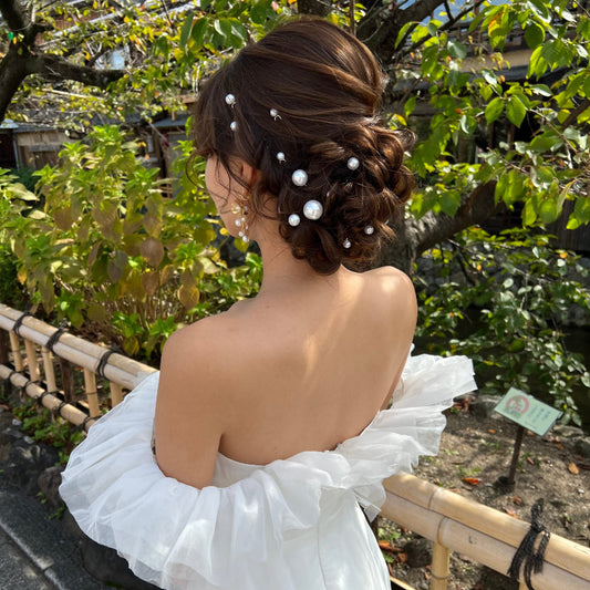 【ヘッドドレス】Jennifer perl 18本セット ヘッドドレス ブライダルアクセサリー ウェディング【ゴールド】 【結婚式 ヘアアクセサリー】
