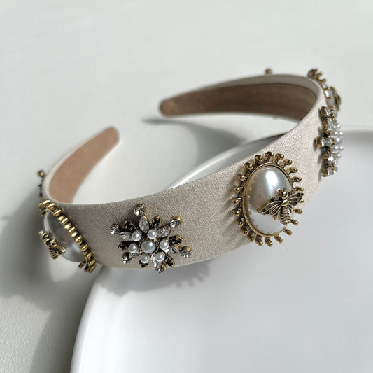 【ヘッドドレス】ブライダルアクセサリー ウェディング カチューシャ【ベージュ/ブラウン/ブラック】 【結婚式 ヘアアクセサリー】