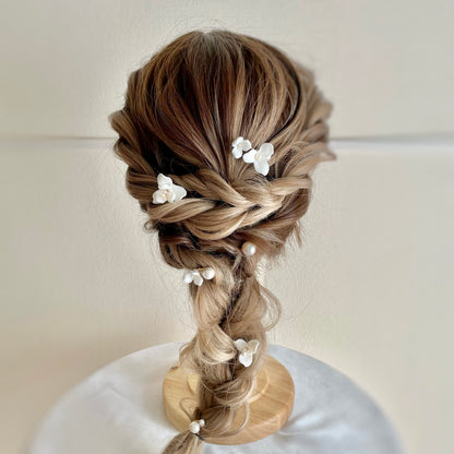 【ヘッドドレス45】ドレス・和装にも似合う♪パールとお花のヘアピン/ウェディング結婚式ヘッドパーツ　ゴールド