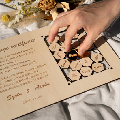 【ゲスト参加型】少人数対応のゲストのお名前が入れられる結婚証明書/Mcs18