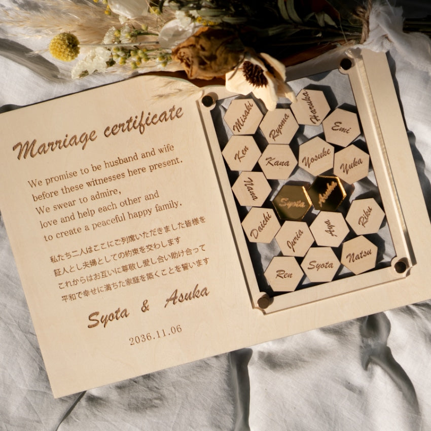 【ゲスト参加型】少人数対応のゲストのお名前が入れられる結婚証明書/Mcs18