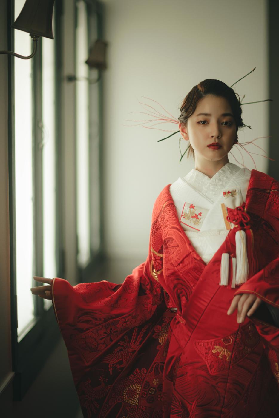 赤無垢金織熨斗【結婚式 和装 色打掛 レンタル】