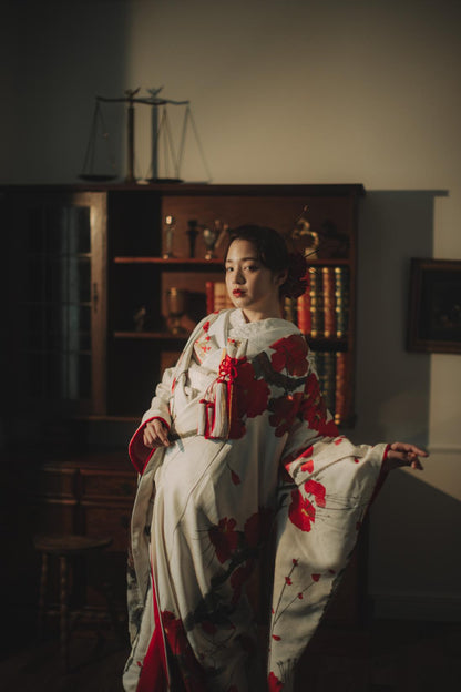 白練春華梅図【結婚式 和装 色打掛 レンタル】