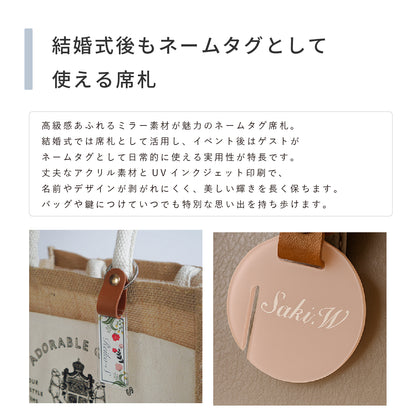 「1個から購入可能」くすみカラーグラスタグ席札｜レザーベルト・エスコートカード・ネームタグ・ラゲッジタグ ・グラスタグ