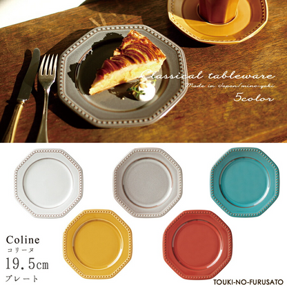 Cline(コリーヌ) 19.5cmプレート(Mサイズ) 5カラー 　ネージュ（ホワイトグレー）幅19cm Roots 中皿 八角形 取り分け皿