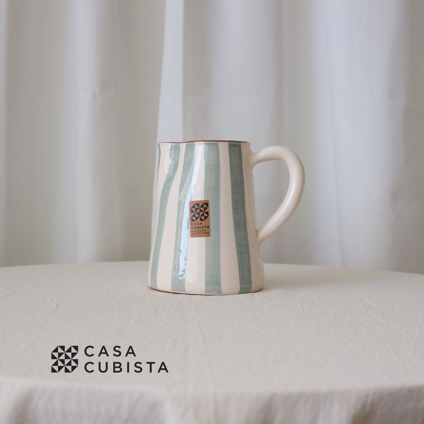 【花瓶・水差し】Casa Cubista ポルトガル直輸入 陶器ジャグ セージ【結婚式 ギフト 雑貨】