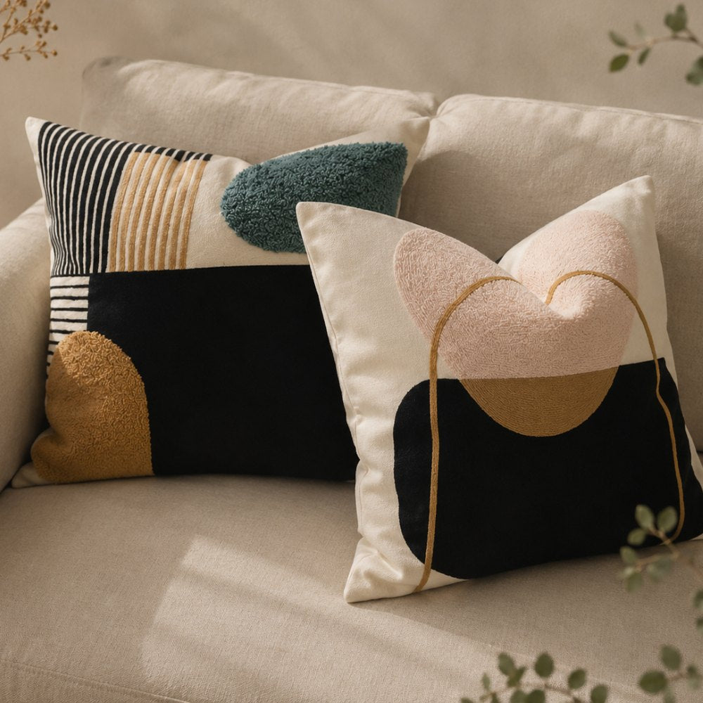 【クッションカバー】Casa de ivy オリジナル クッションカバー ジオメトリー(B) 45×45【結婚式 ギフト インテリア雑貨】