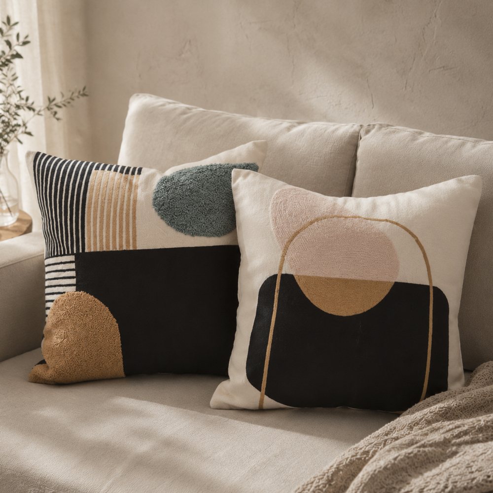 【クッションカバー】Casa de ivy オリジナル クッションカバー ジオメトリー(A) 45×45【結婚式 ギフト インテリア雑貨】