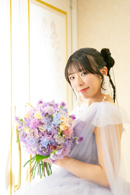 《生花》トルコキキョウ・スカビオサ・スイートピーのブーケ《結婚式 生花 フラワー ブライダル》