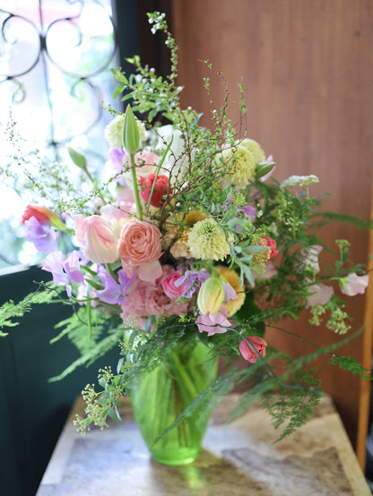《生花》春の花お花と野の花のナチュラルグリーンブーケ《結婚式 生花 フラワー ブライダル》