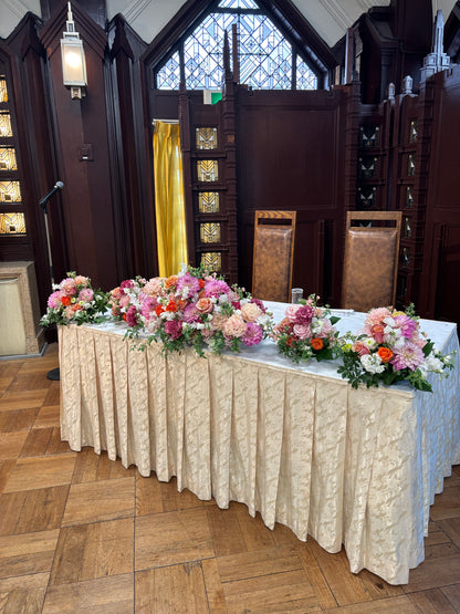 《生花》ダリアとオレンジバラのグラデーションメインテーブル《結婚式 生花 フラワー ブライダル》