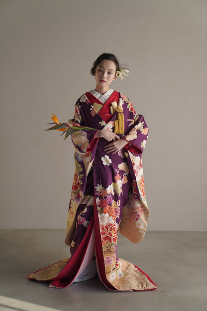 紫雅の梅牡丹【結婚式 和装 色打掛 レンタル】
