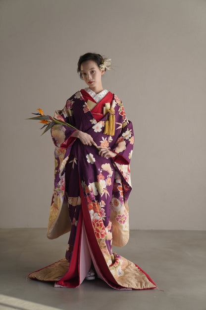 紫雅の梅牡丹【結婚式 和装 色打掛 レンタル】