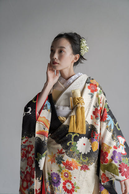金雲に花々の宴【結婚式 和装 色打掛 レンタル】