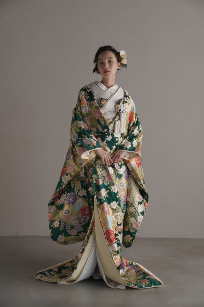 常緑に香る花錦【結婚式 和装 色打掛 レンタル】