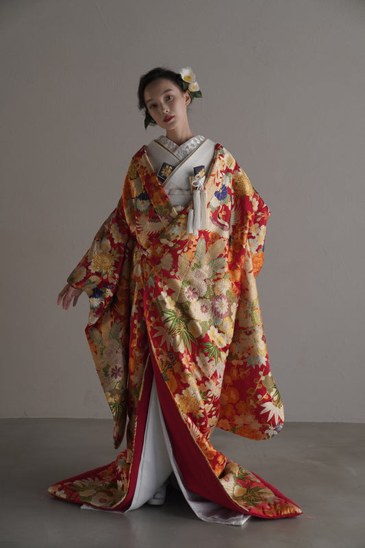 朱金瑞花【結婚式 和装 色打掛 レンタル】