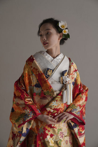 朱金瑞花【結婚式 和装 色打掛 レンタル】