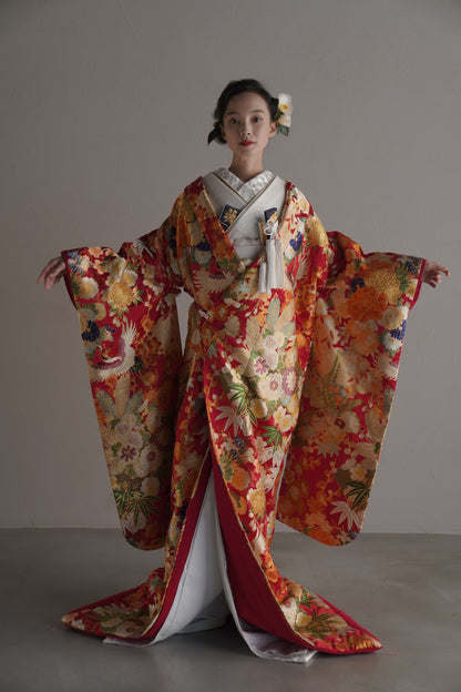 朱金瑞花【結婚式 和装 色打掛 レンタル】