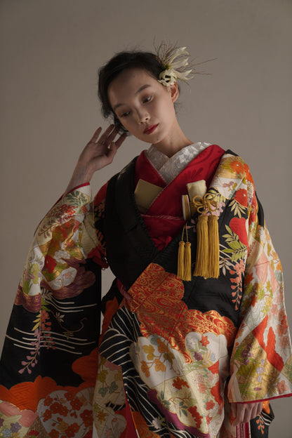 朱黒雲取り錦華【結婚式 和装 色打掛 レンタル】
